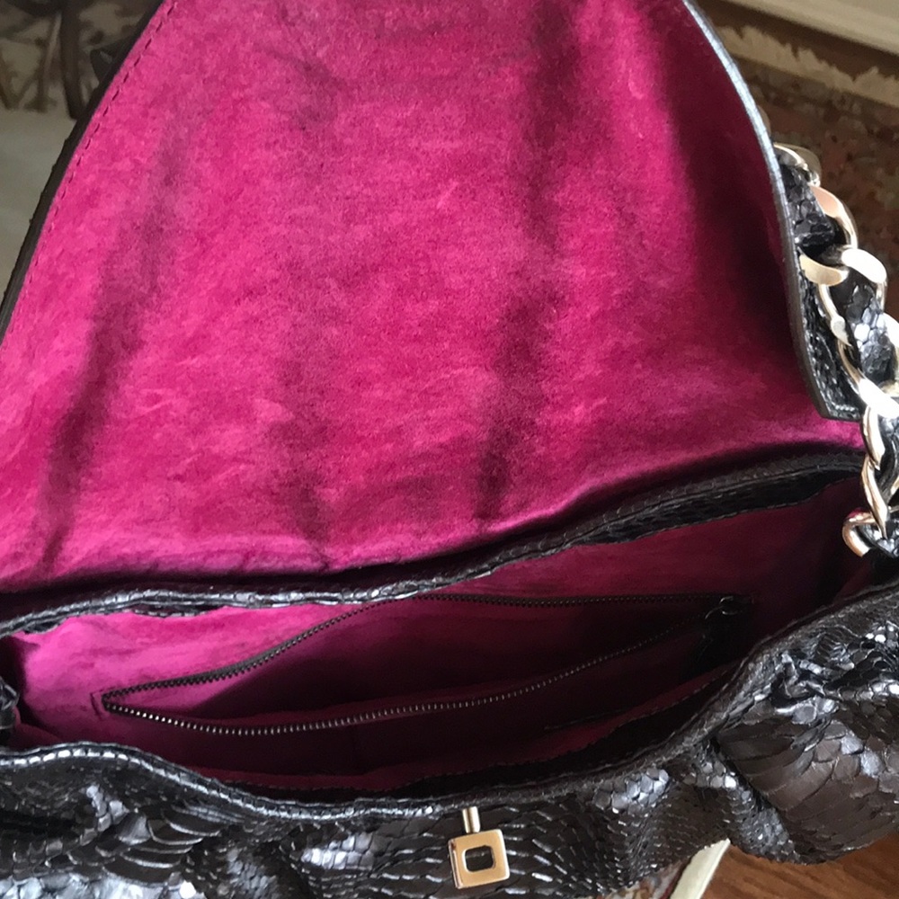 Zagliani Black python handbag - Picture 3 of 5